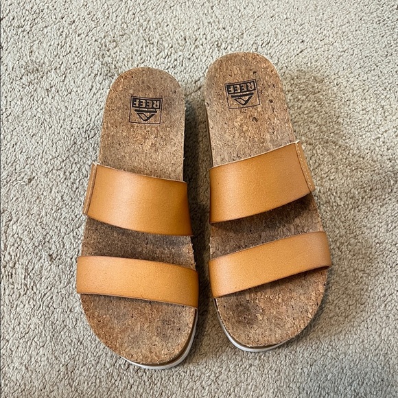 Reef Shoes - Reef Brown Cork Slide Sandals